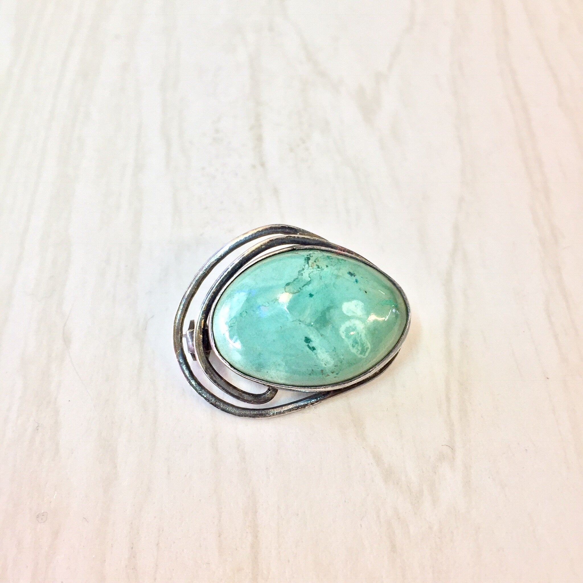 Vintage Silver Brooch, Turquoise Brooch, Vintage Pin, Vintage Jewelry, Pendant, Necklace, Blue, Green, Vintage Necklace, Gift for Mom