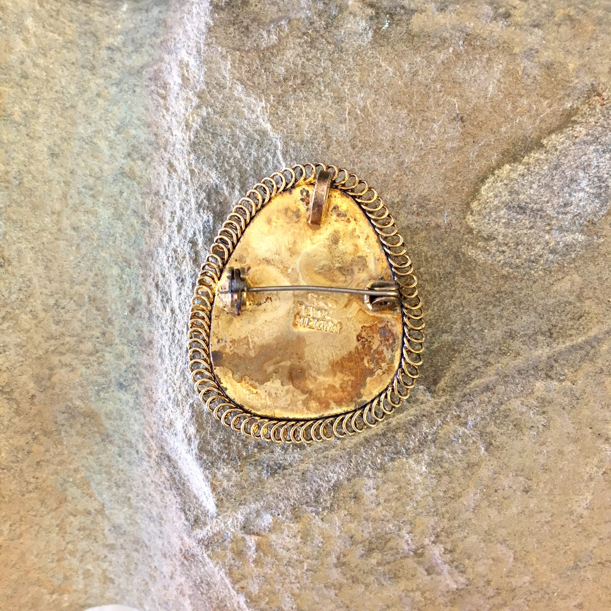 Vintage Silver Brooch, Sterling Silver, Vintage Jewelry, Pendant, Vintage Pin, Green Turquoise, Turquoise Jewelry, Beaded Brooch, Green,