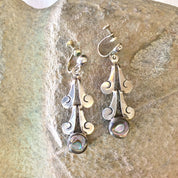 Vintage Silver Earrings, Screw Back Earrings, Abalone Earrings, Vintage Jewelry, Statement Jewelry, Sterling Silver, 925, Made in Mexico,