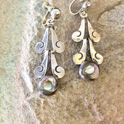 Vintage Silver Earrings, Screw Back Earrings, Abalone Earrings, Vintage Jewelry, Statement Jewelry, Sterling Silver, 925, Made in Mexico,