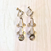 Vintage Silver Earrings, Screw Back Earrings, Abalone Earrings, Vintage Jewelry, Statement Jewelry, Sterling Silver, 925, Made in Mexico,