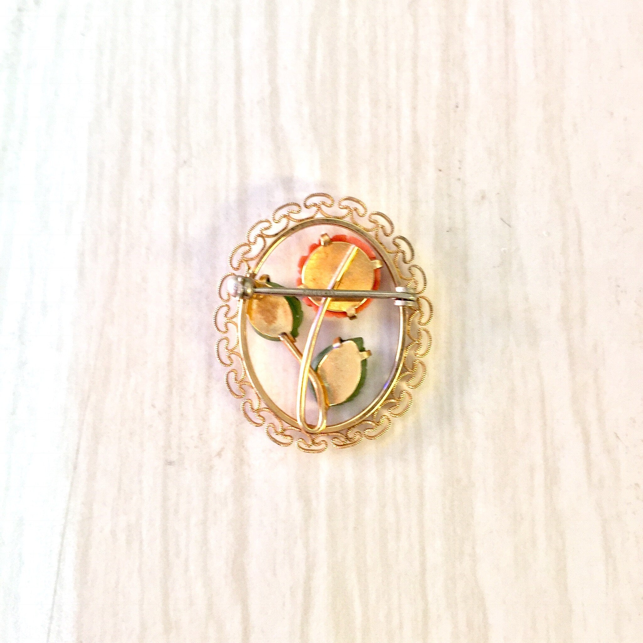 Vintage Krementz Brooch, Krementz Rose Brooch, Krementz Jewelry, Brooch, Rose Brooch, Gold Toned Brooch, Floral Pin, Rose, Pink, Gold, Green