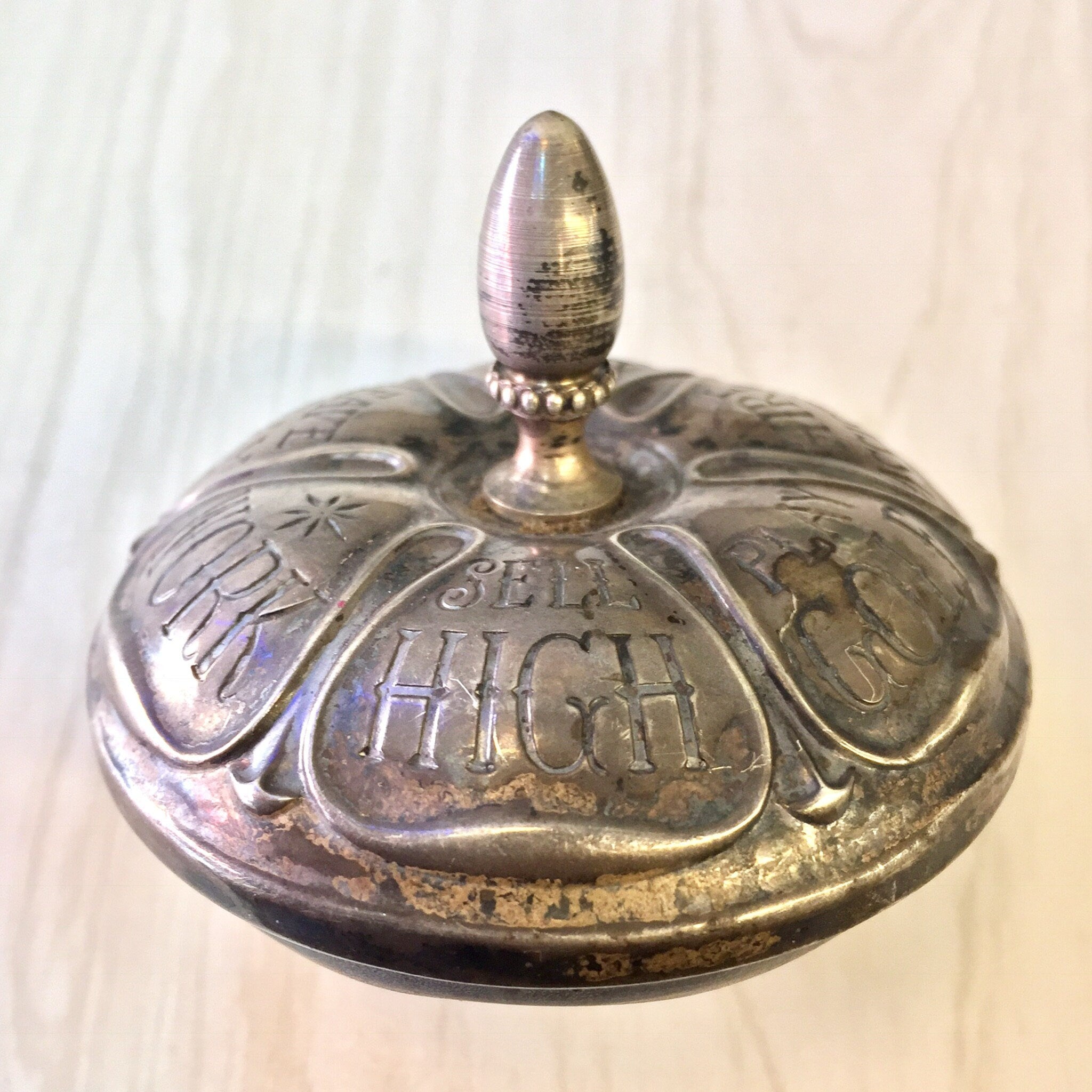 Antique Toy Top by Gorham, Antique Gorham Silver, Gorham Spinning Top, Realtor Spinning Top, Game, Toy, Top, Sterling Silver, Ebony, Fortune