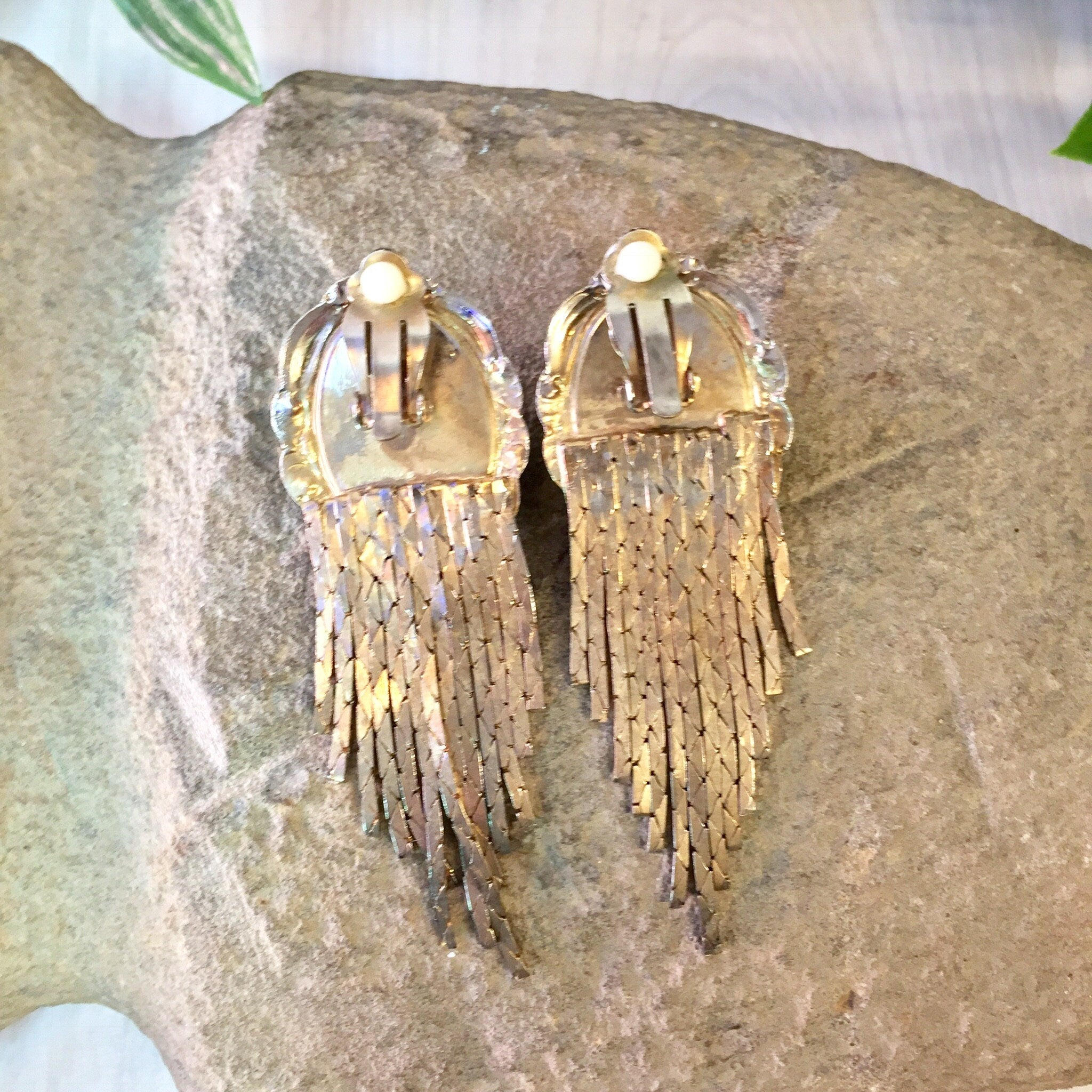 Vintage Clip On Earrings, Vintage Jewelry, Clip On Earrings, Dangle Earrings, Black, Silver, Silver Tone Jewelry, Statement Jewelry,Earrings