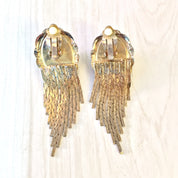 Vintage Clip On Earrings, Vintage Jewelry, Clip On Earrings, Dangle Earrings, Black, Silver, Silver Tone Jewelry, Statement Jewelry,Earrings