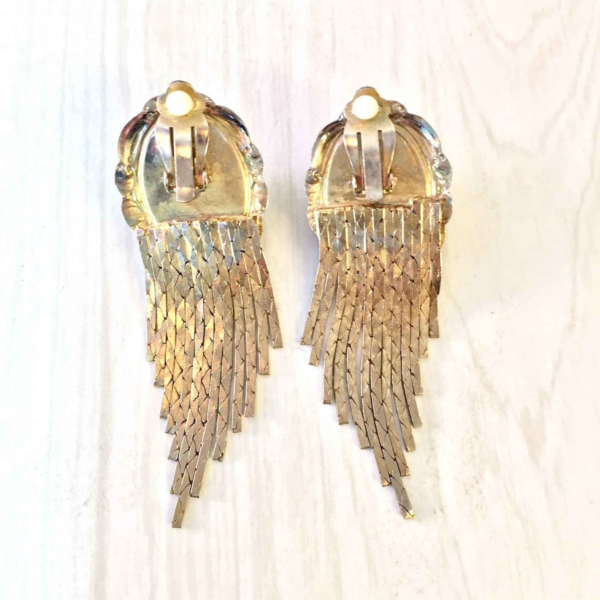 Vintage Clip On Earrings, Vintage Jewelry, Clip On Earrings, Dangle Earrings, Black, Silver, Silver Tone Jewelry, Statement Jewelry,Earrings
