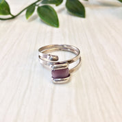 Vintage Silver Ring, Sterling Silver, Vintage Jewelry, Purple Stone, Purple Jewelry, Beaded Jewelry, Spiral Ring, Twist Ring, Light Purple