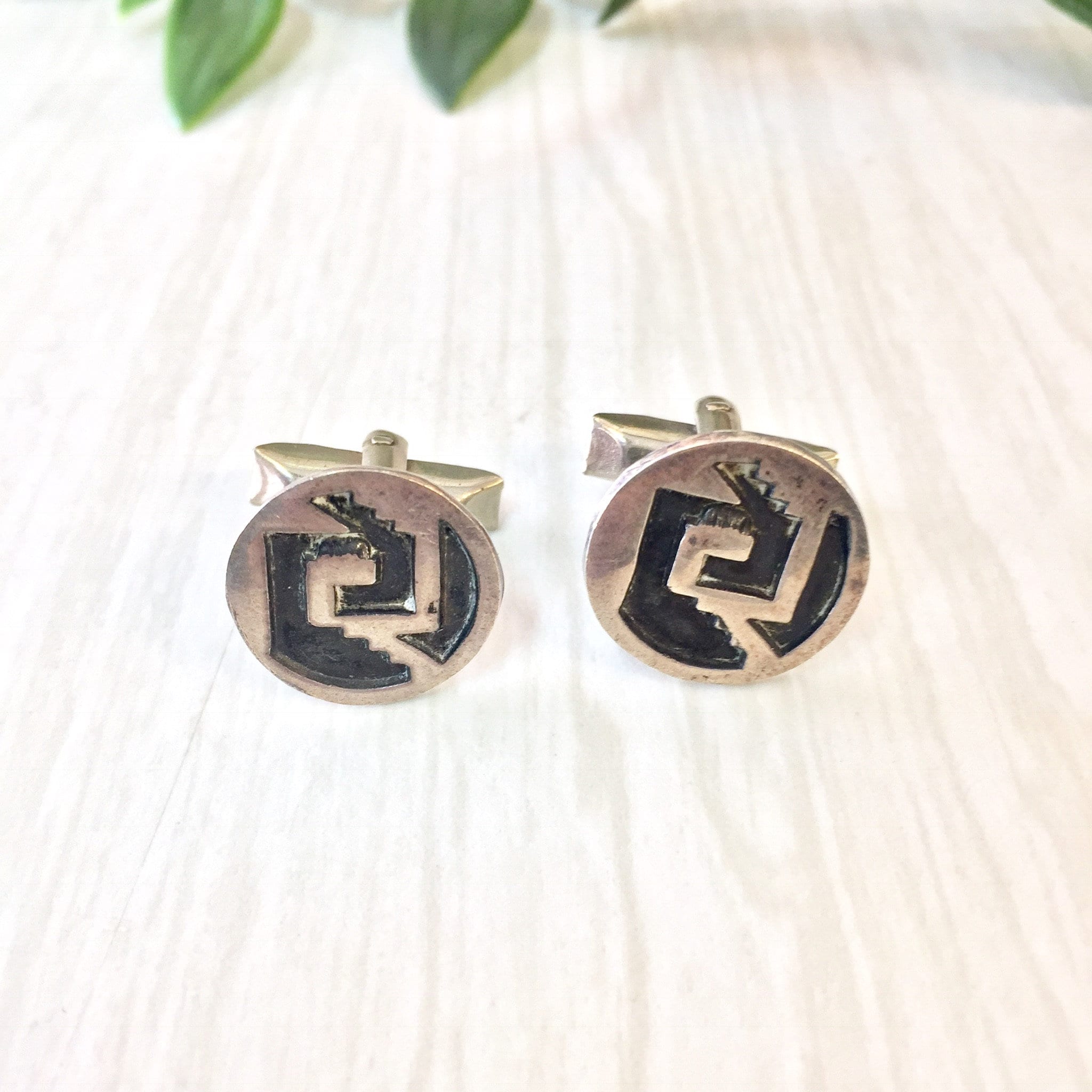 Vintage Cufflinks, Sterling Silver, Silver Cufflinks, Vintage Jewelry, Menswear, Suit, Silver, Black Cufflinks, Made in Mexico, Gift for Dad