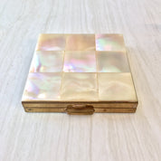 Vintage Volupte Compact, Vintage Compact, Mother of Pearl, Inlayed Stones, Gold Compact, White Compact, Iridescent, Vanity, Volupte, Gift
