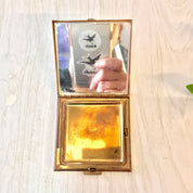 Vintage Volupte Compact, Vintage Compact, Mother of Pearl, Inlayed Stones, Gold Compact, White Compact, Iridescent, Vanity, Volupte, Gift