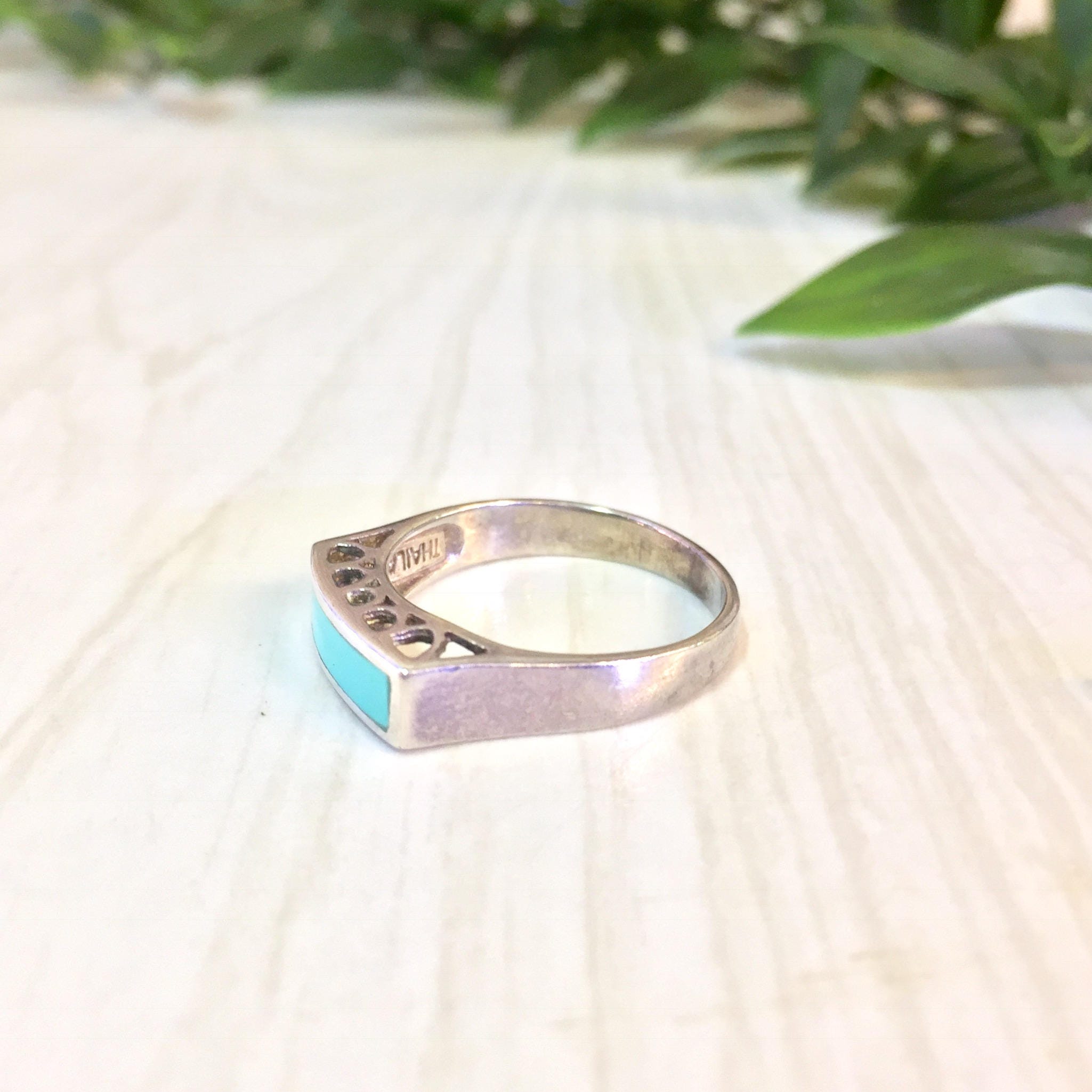 Vintage Silver Ring | Turquoise Ring | Vintage Jewelry | Turquoise Jewelry | Blue | Sterling Silver | Cut Out Ring | Turquoise | Vintage