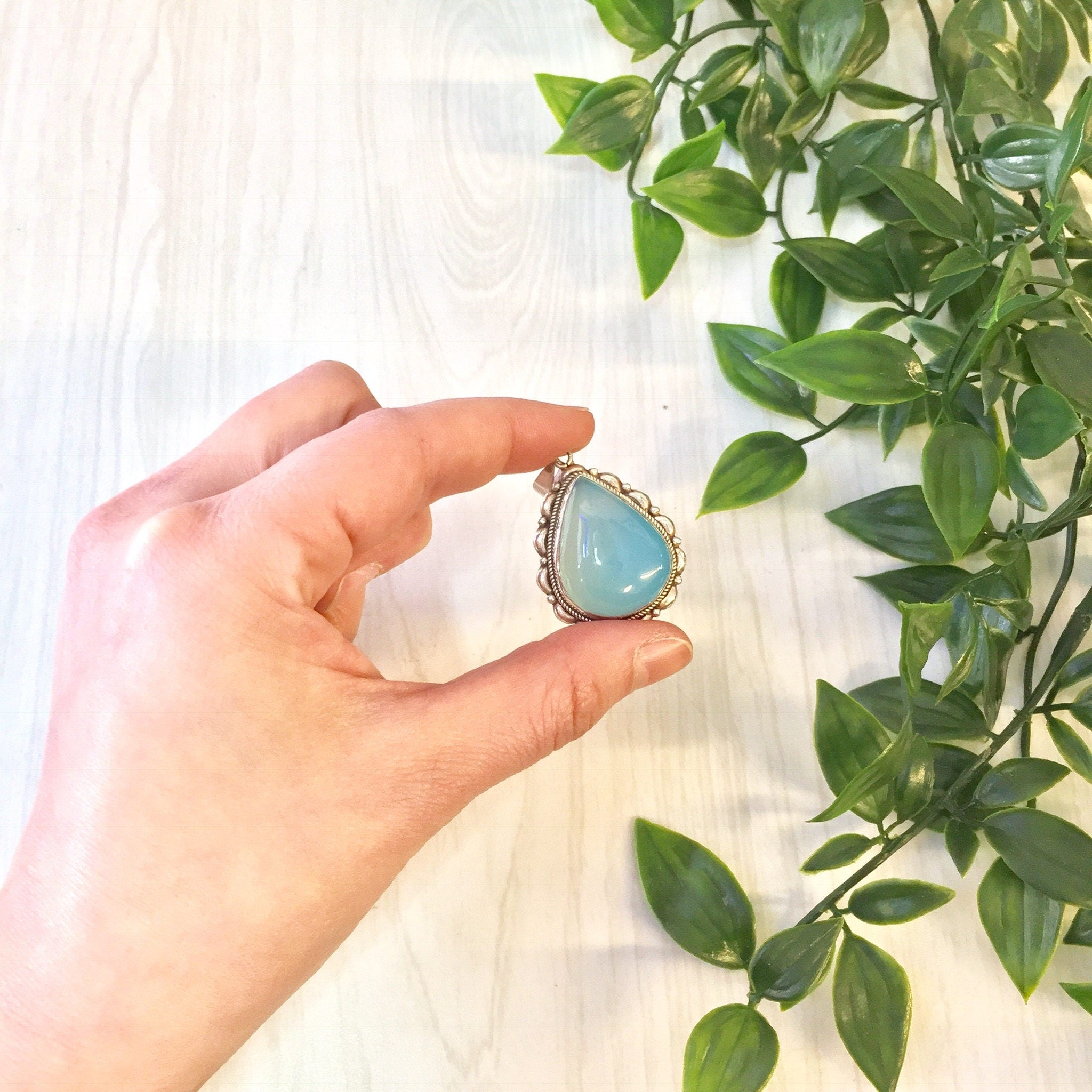 Vintage Silver Pendant | Opalite Pendant | Vintage Jewelry | Sterling Silver | Opalite Jewelry | Blue | Green | Vintage Necklace | Pendant