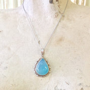 Vintage Silver Pendant | Opalite Pendant | Vintage Jewelry | Sterling Silver | Opalite Jewelry | Blue | Green | Vintage Necklace | Pendant