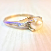 Vintage Gold Ring | 10 K Yellow Gold | Yellow Gold Ring | Pearl Ring | Vintage Jewelry | Diamond Ring | Gold Jewelry | Engagement Ring |