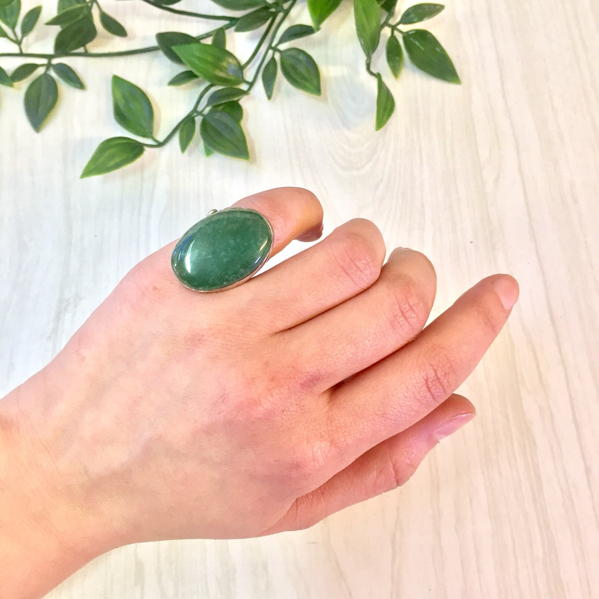 Vintage Brass Ring | Green Jasper | Sterling Silver | Vintage Jewelry | Statement Ring | Green Jewelry | Brass Jewelry | Vintage Silver