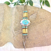 Vintage Beaded Bracelet | Turquoise Bracelet | Beaded Jewelry | Vintage Jewelry | Sterling Silver | Multi Strand | Turquoise | Flower | Gift