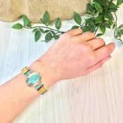 Vintage Beaded Bracelet | Turquoise Bracelet | Beaded Jewelry | Vintage Jewelry | Sterling Silver | Multi Strand | Turquoise | Flower | Gift