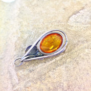 Vintage Silver Pendant | Vintage Jewelry | Amber Pendant | Sterling Silver | Amber Jewelry | Necklace | Pendant | Orange | Silver | Gift