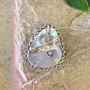 Vintage Silver Pendant, Vintage Silver Brooch, Sterling Silver, Vintage Necklace, Iridescent Stone, Green, Blue, Vintage Pin,Vintage Jewelry