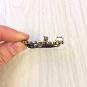 Vintage Silver Pendant, Vintage Silver Brooch, Sterling Silver, Vintage Necklace, Iridescent Stone, Green, Blue, Vintage Pin,Vintage Jewelry