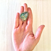 Vintage Silver Pendant, Vintage Silver Brooch, Sterling Silver, Vintage Necklace, Iridescent Stone, Green, Blue, Vintage Pin,Vintage Jewelry