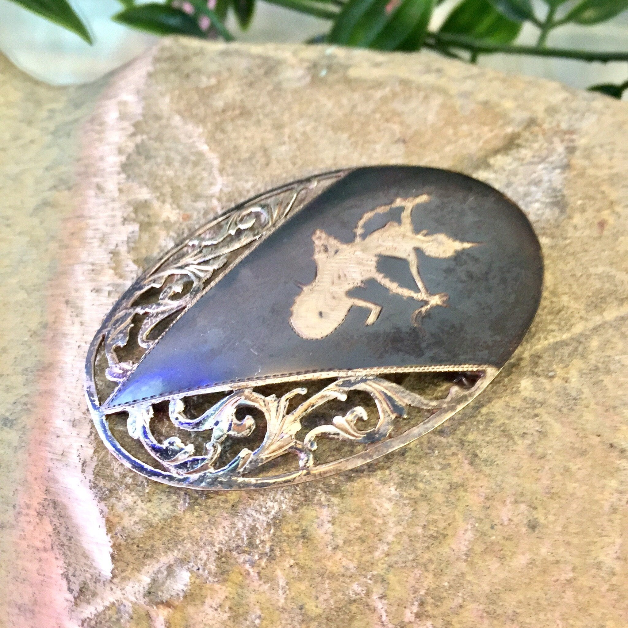 Siam Sterling Brooch, Vintage Brooch, Sterling Silver, Vintage Jewelry, Nielloware, Goddess of Lightening, Mekhala, Silver Brooch, Asian