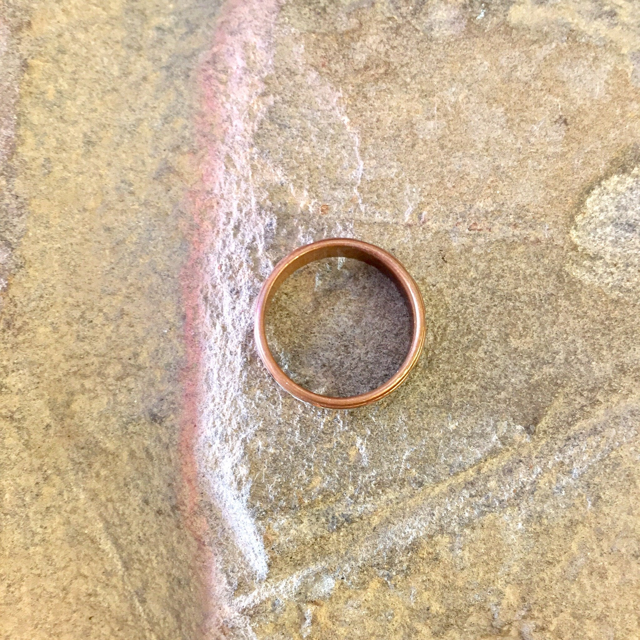 Vintage Copper Ring, Vintage Jewlery, Blue Enamel, Tribal Design, Triangle Design, Zig Zag, Copper and Blue, Band Ring, Wedding Band,