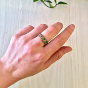 Vintage Copper Ring, Vintage Jewlery, Blue Enamel, Tribal Design, Triangle Design, Zig Zag, Copper and Blue, Band Ring, Wedding Band,