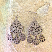 Vintage Earrings, Silver Tone Earrings, Dangle Earrings, Chandelier Earrings, Statement Jewelry, Vintage Jewelry, Filagree Earrings, Silver