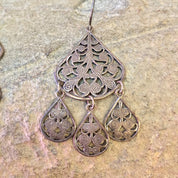 Vintage Earrings, Silver Tone Earrings, Dangle Earrings, Chandelier Earrings, Statement Jewelry, Vintage Jewelry, Filagree Earrings, Silver