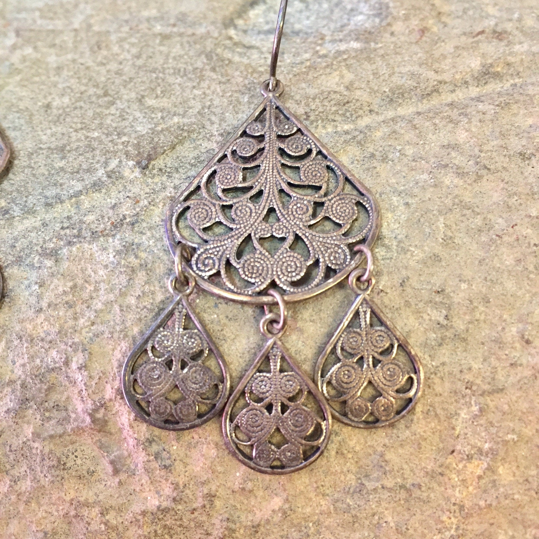 Vintage Earrings, Silver Tone Earrings, Dangle Earrings, Chandelier Earrings, Statement Jewelry, Vintage Jewelry, Filagree Earrings, Silver