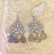 Vintage Earrings, Silver Tone Earrings, Dangle Earrings, Chandelier Earrings, Statement Jewelry, Vintage Jewelry, Filagree Earrings, Silver