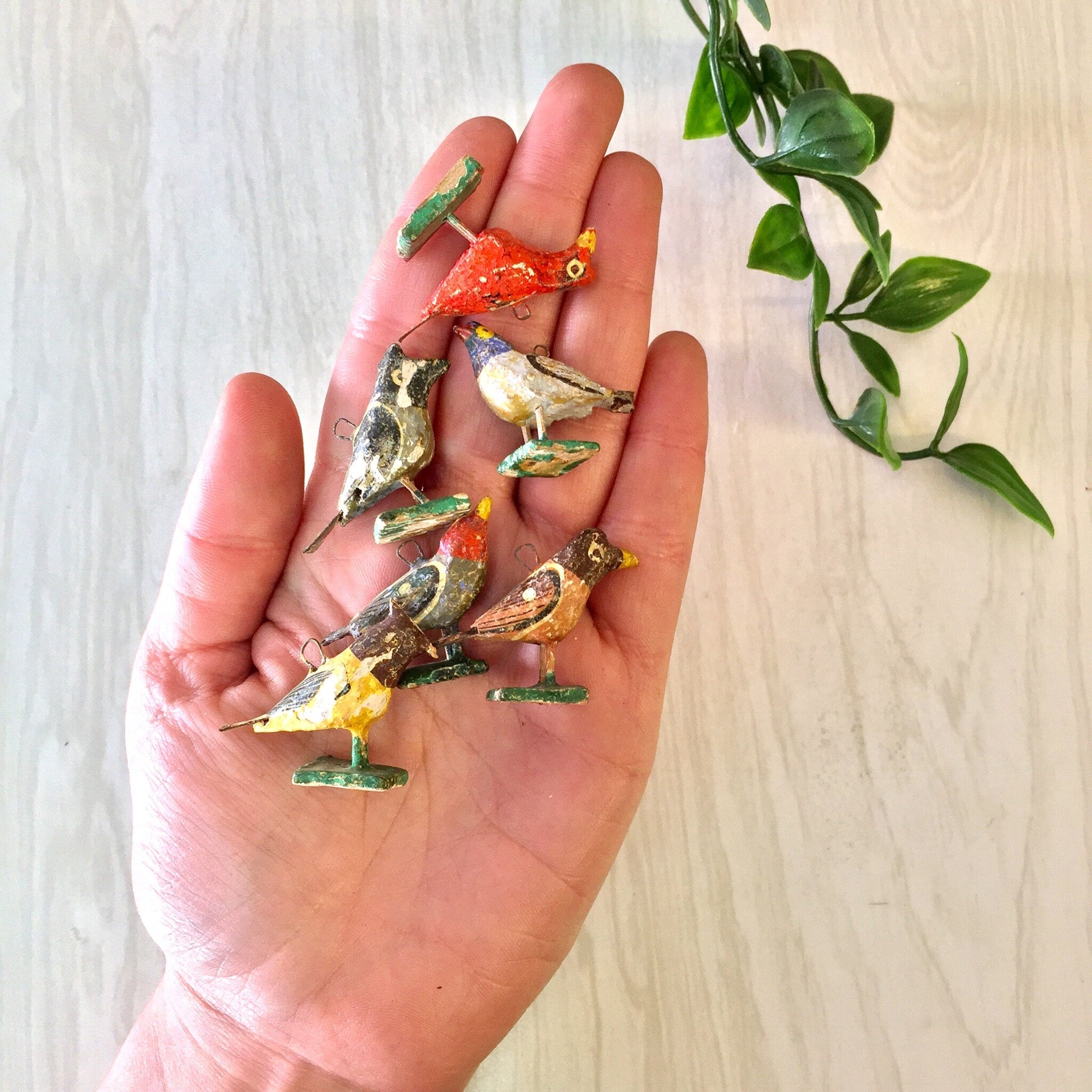 Paper Mache Beads, Bird Beads, Arts and Crafts, Jewelry Making, Birds, Necklace, Bracelet, Red, Blue, Yellow, Brown, Crafting, Small Beads