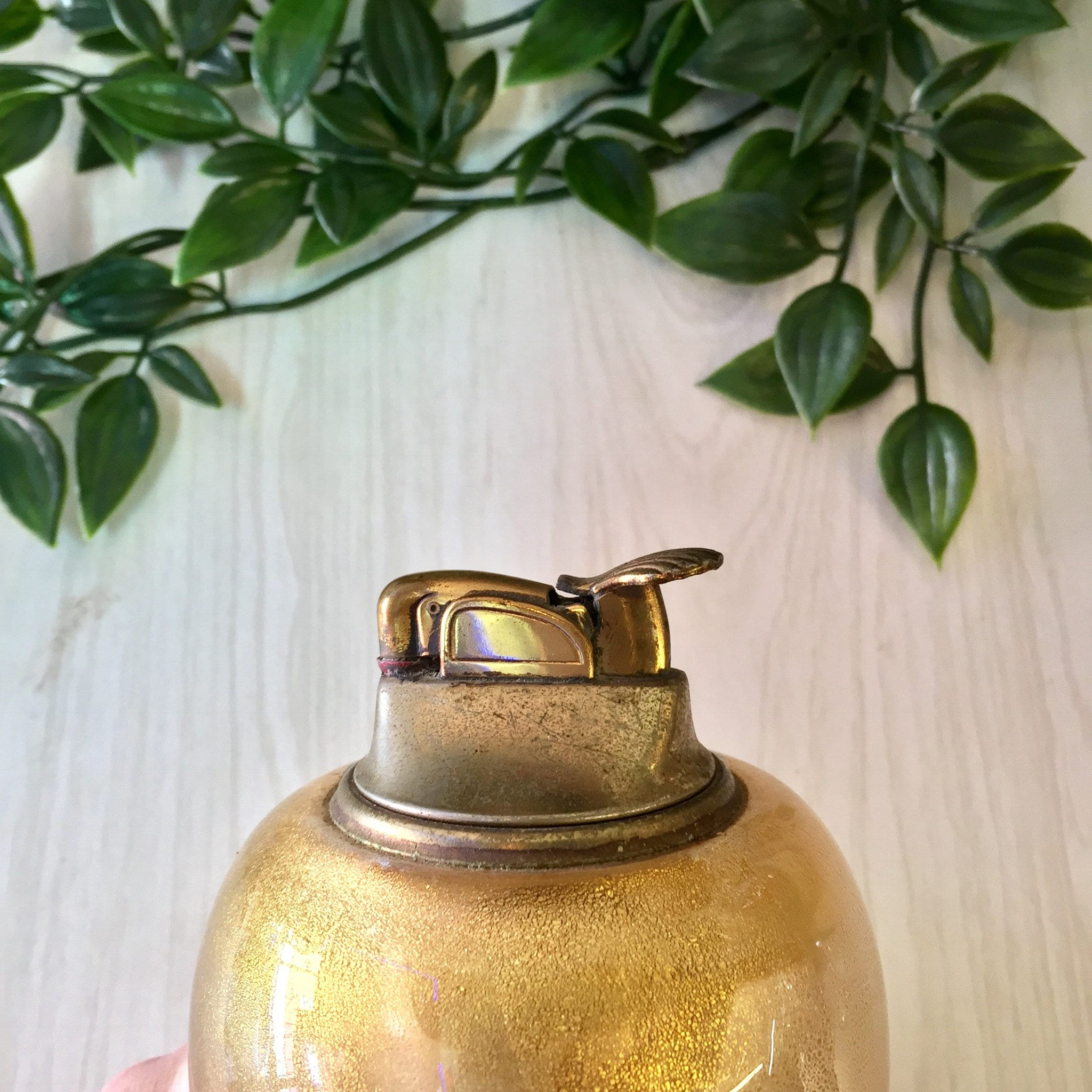 Vintage Evans USA Table Lighter, Gold Lighter, Vintage Home Decor, Glitter, Sparkle, Glass Lighter, Midcentury Modern, MCM Home Decor