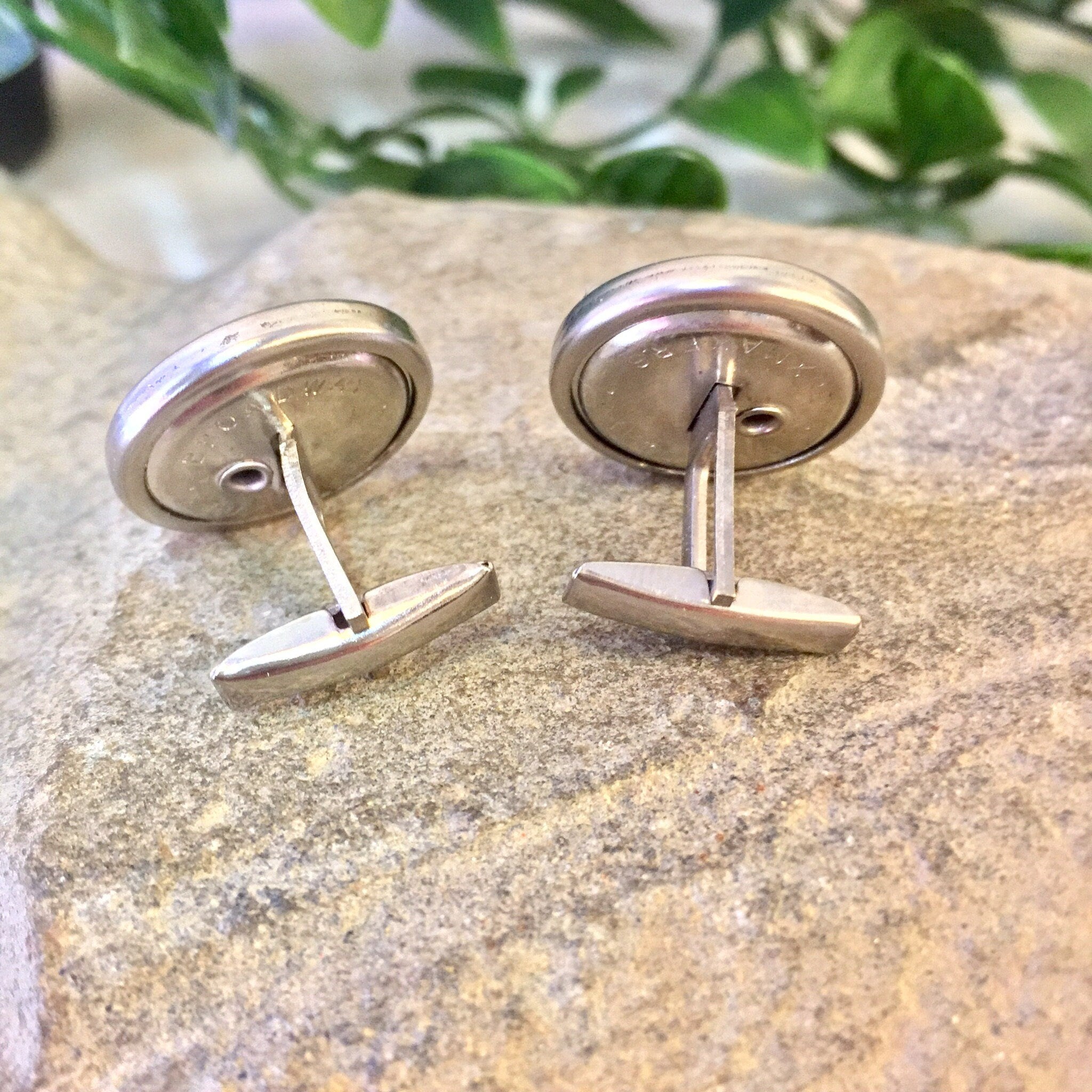 Vintage Cufflinks, Menswear, Suit Accessories, Suit and Tie, Vintage Jewelry, Silver Tone Cuff Links, Round Cufflinks, Black Cufflinks,