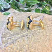 Vintage Cufflinks, Mensear, Suit Accessories, Gold Cufflinks, Black, Gold, Yellow, Gift for Dad, Groom, Groomsman, Square Cufflinks, Bubble
