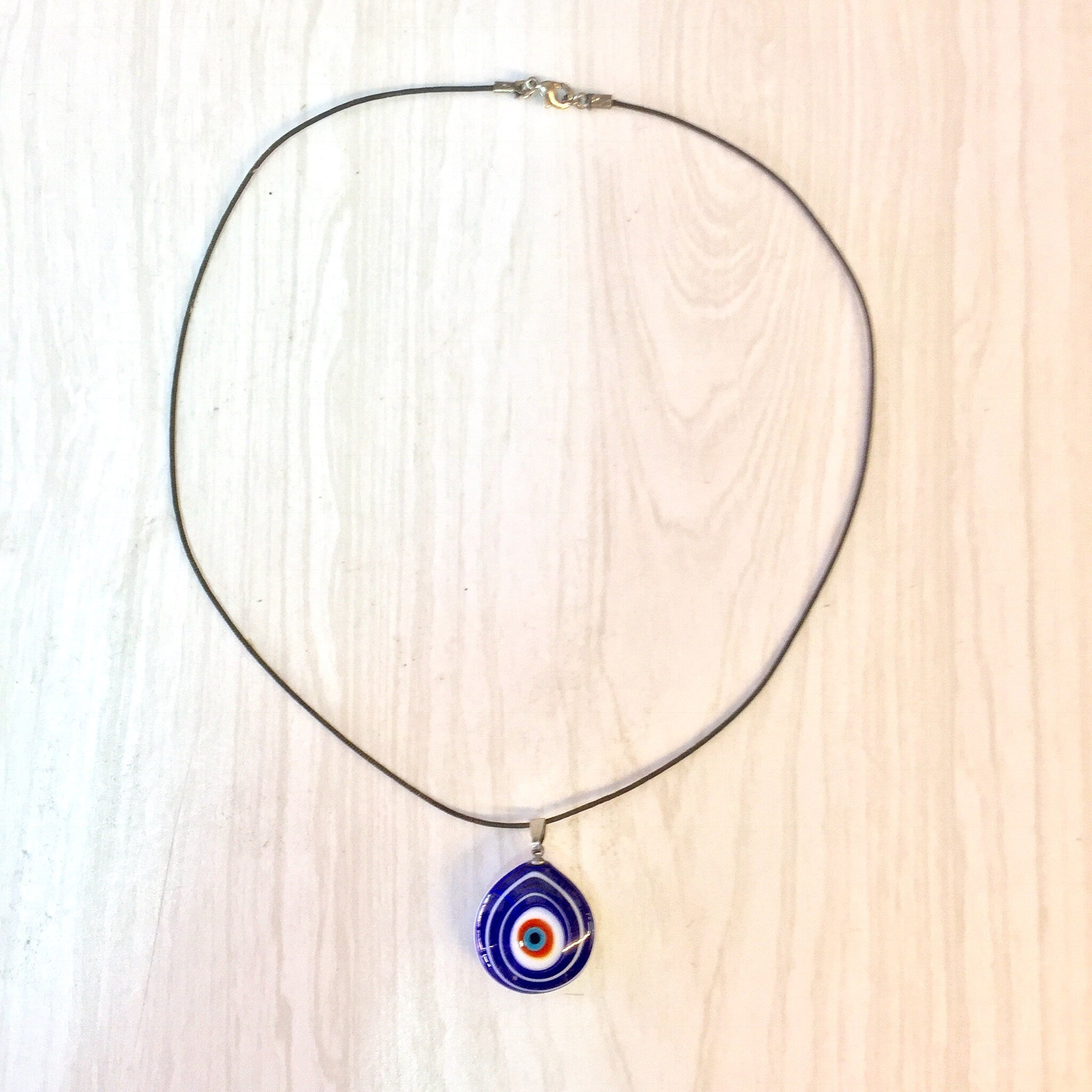Evil Eye Necklace, Evil Eye Pendant, Vintage Evil Eye, Glass Pendant, Blue, Red, White, Vintage Necklace, Vintage Jewelry, Evil Eye