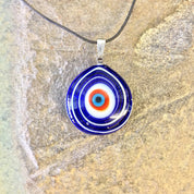 Evil Eye Necklace, Evil Eye Pendant, Vintage Evil Eye, Glass Pendant, Blue, Red, White, Vintage Necklace, Vintage Jewelry, Evil Eye