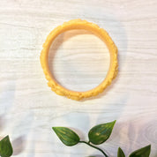 Vintage Celluloid Bracelet, Bangle Bracelet, Vintage Jewelry, Celluloid Jewelry, Floral Bracelet, Flowers, Carved Celluloid, Yellow Bracelet
