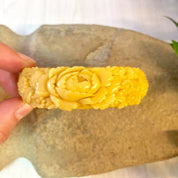 Vintage Celluloid Bracelet, Bangle Bracelet, Vintage Jewelry, Celluloid Jewelry, Floral Bracelet, Flowers, Carved Celluloid, Yellow Bracelet