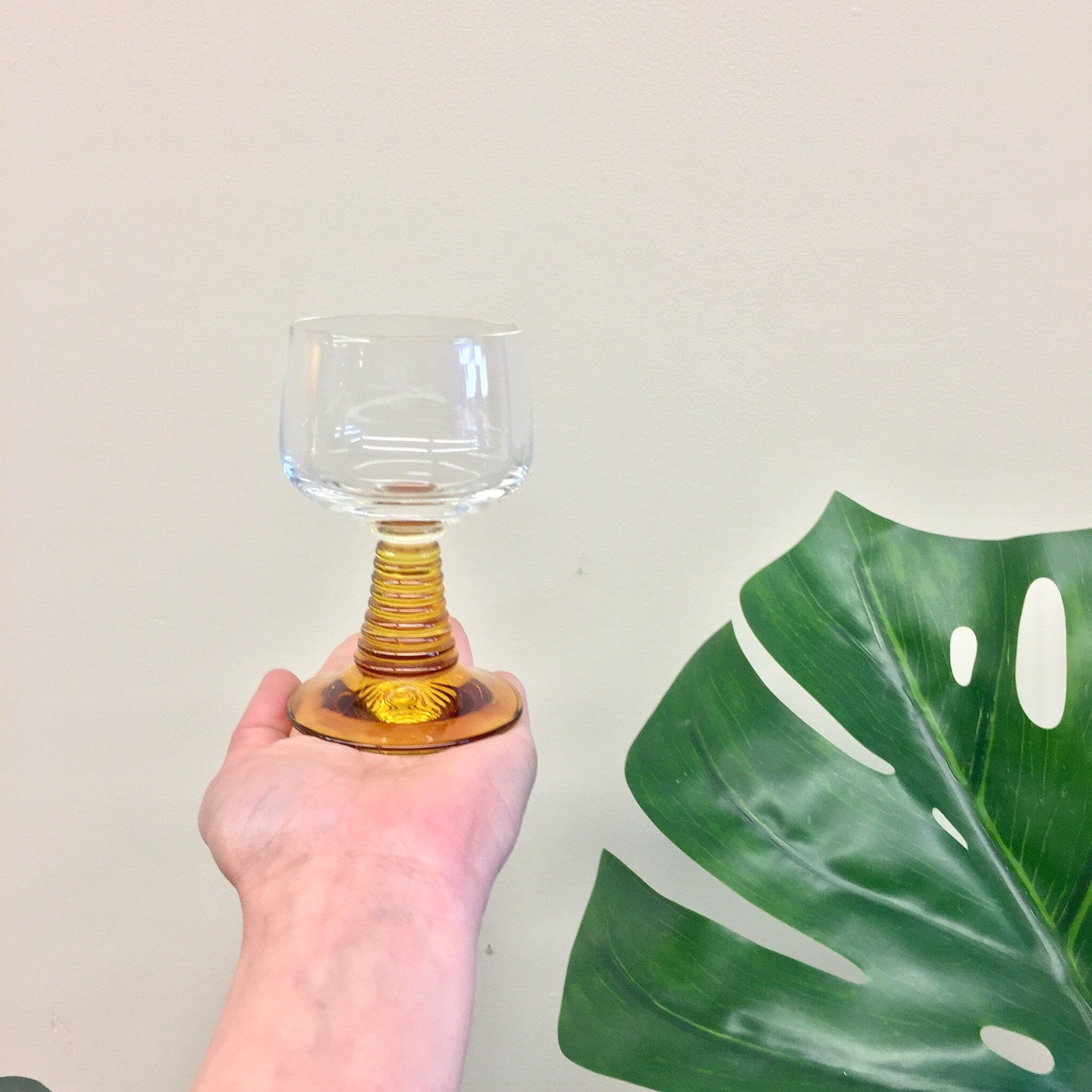 Vintage Roemer Wine Glasses, Tasting Glasses, Crystal Glasses, Yellow, Wine Tasting, Yellow Glasses, Vintage Barware, Set of Five, Goblet