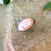 Vintage Cameo, Cameo Brooch, Cameo Pendant, Vintage Necklace, Vintage Jewelry, Sterling Silver, Victorian Jewelry, Cameo Pin, Orange, White
