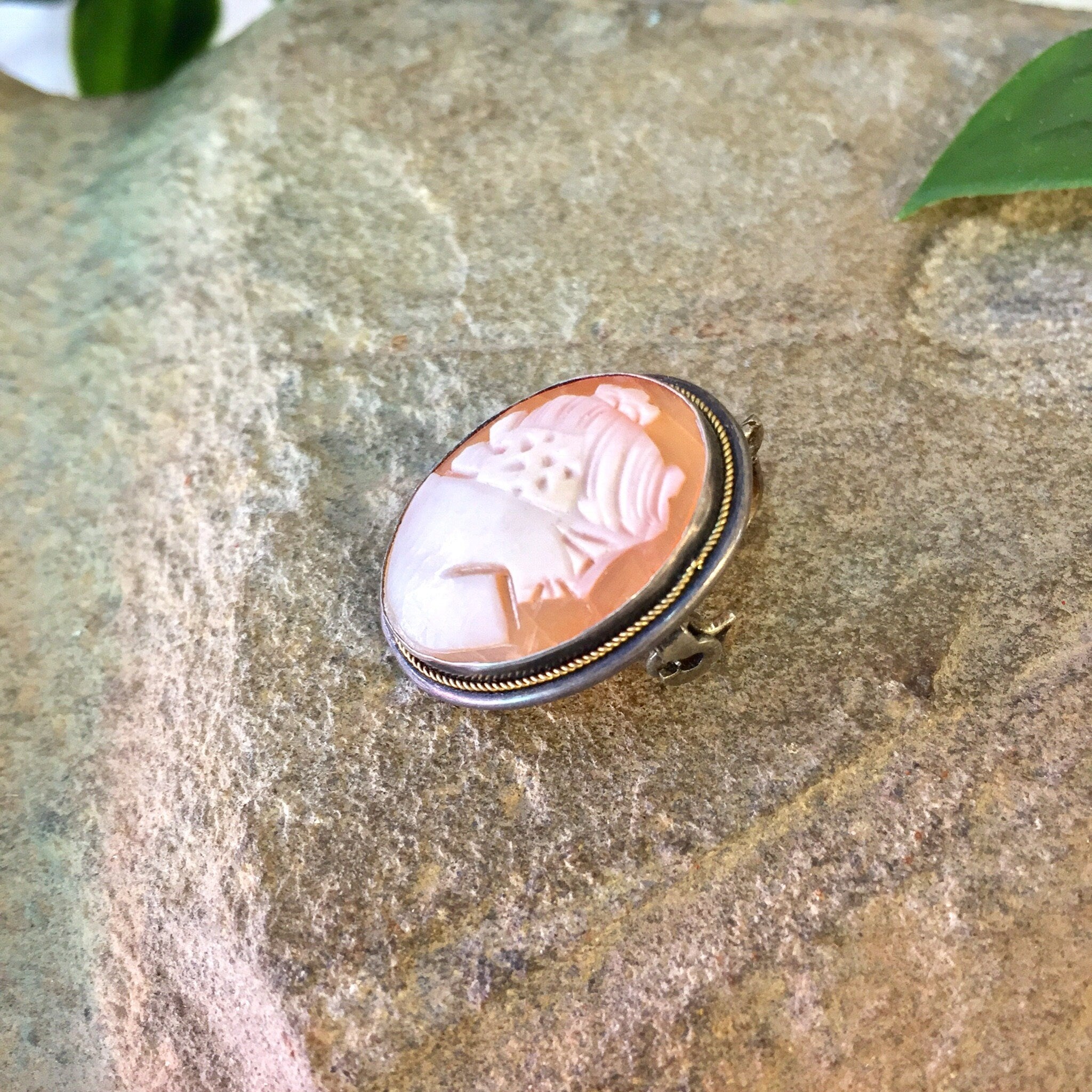 Vintage Cameo, Cameo Brooch, Cameo Pendant, Vintage Necklace, Vintage Jewelry, Sterling Silver, Victorian Jewelry, Cameo Pin, Orange, White