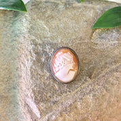 Vintage Cameo, Cameo Brooch, Cameo Pendant, Vintage Necklace, Vintage Jewelry, Sterling Silver, Victorian Jewelry, Cameo Pin, Orange, White