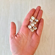 Vintage Clip On Earrings, Costume Jewelry, Vintage Jewelry, Statement Jewelry, Vintage Earrings, Gold Toned Jewelry, Fake Diamond Earrings