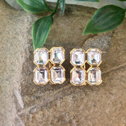 Vintage Clip On Earrings, Costume Jewelry, Vintage Jewelry, Statement Jewelry, Vintage Earrings, Gold Toned Jewelry, Fake Diamond Earrings