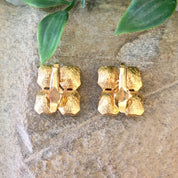 Vintage Clip On Earrings, Costume Jewelry, Vintage Jewelry, Statement Jewelry, Vintage Earrings, Gold Toned Jewelry, Fake Diamond Earrings