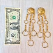 Vintage Clip On Earrings, Gold Toned Earrings, Costume Jewelry, Vintage Jewelry, Statement Jewelry, Dangle Earrings, Long Earrings, Clip Ons
