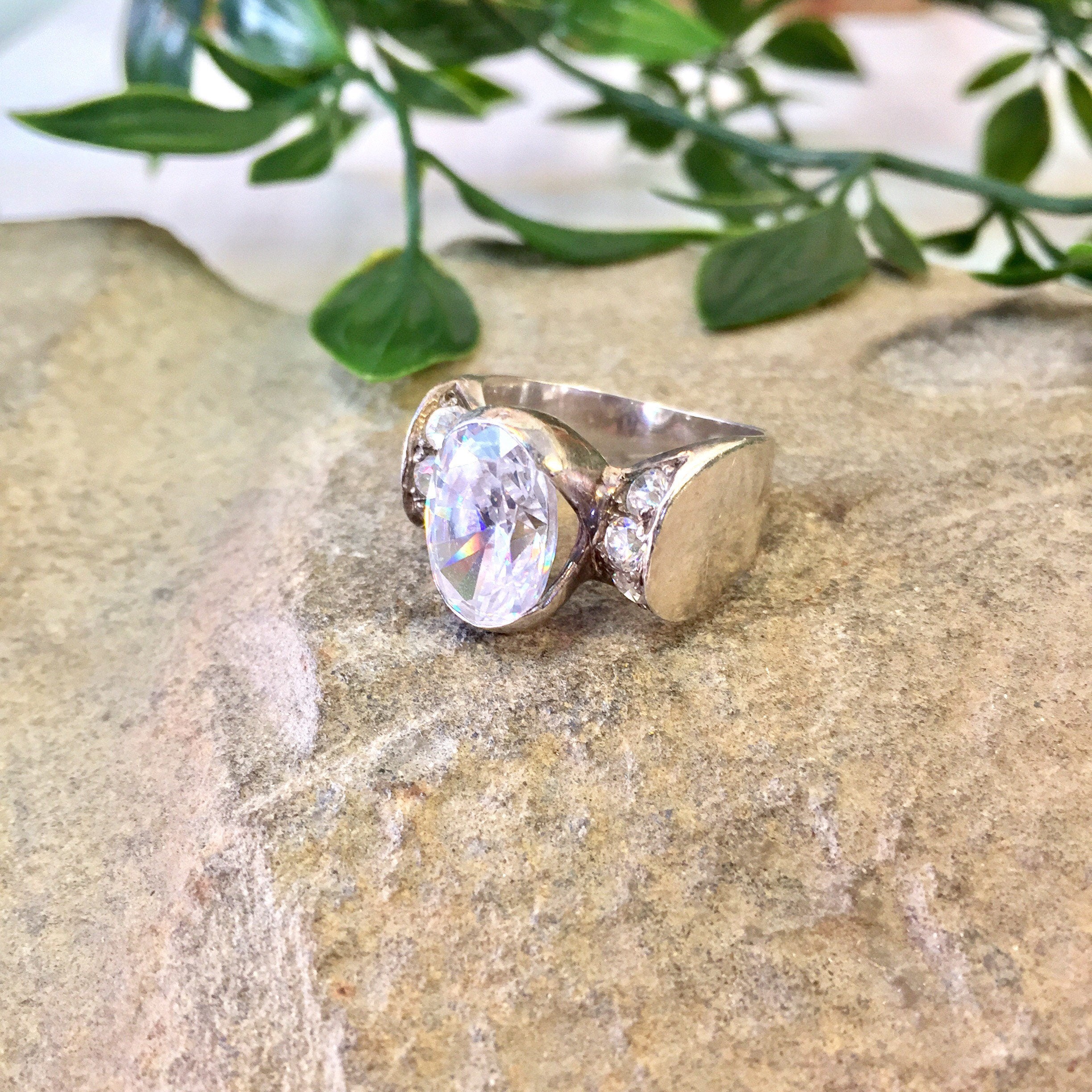 Vintage Silver Ring, Vintage Jewelry, Sterling Silver, Statement Ring, Engagement Ring, Wedding Jewelry, Cocktail Ring, Diamond Jewelry, 925