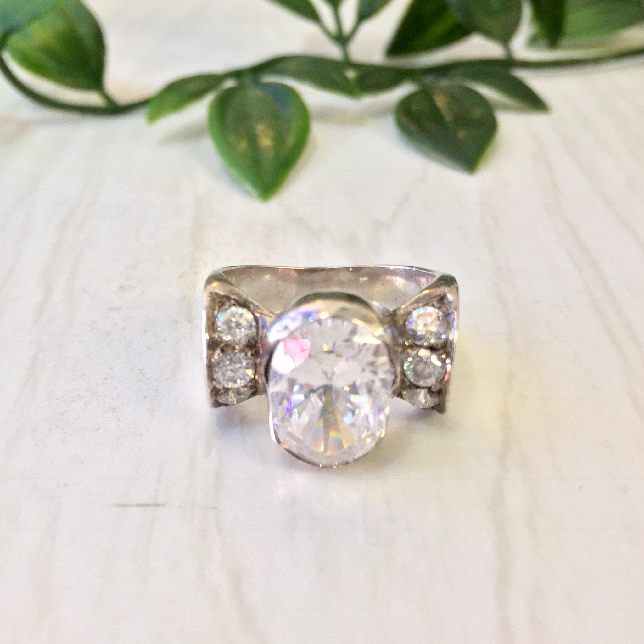Vintage Silver Ring, Vintage Jewelry, Sterling Silver, Statement Ring, Engagement Ring, Wedding Jewelry, Cocktail Ring, Diamond Jewelry, 925